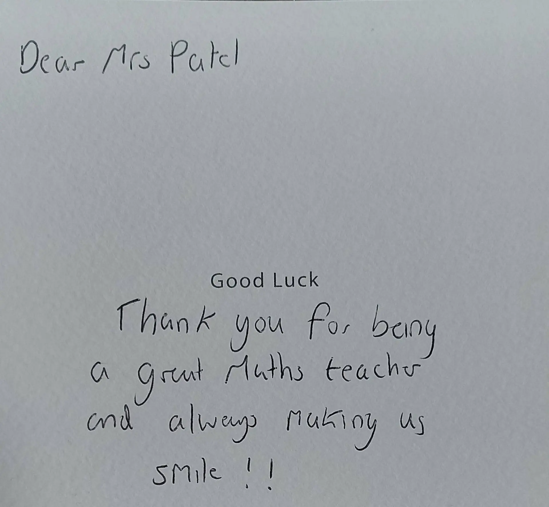 Handwritten thank you card from a maths student to Tina Patel, Cheltenham maths tutor (19 of 19)