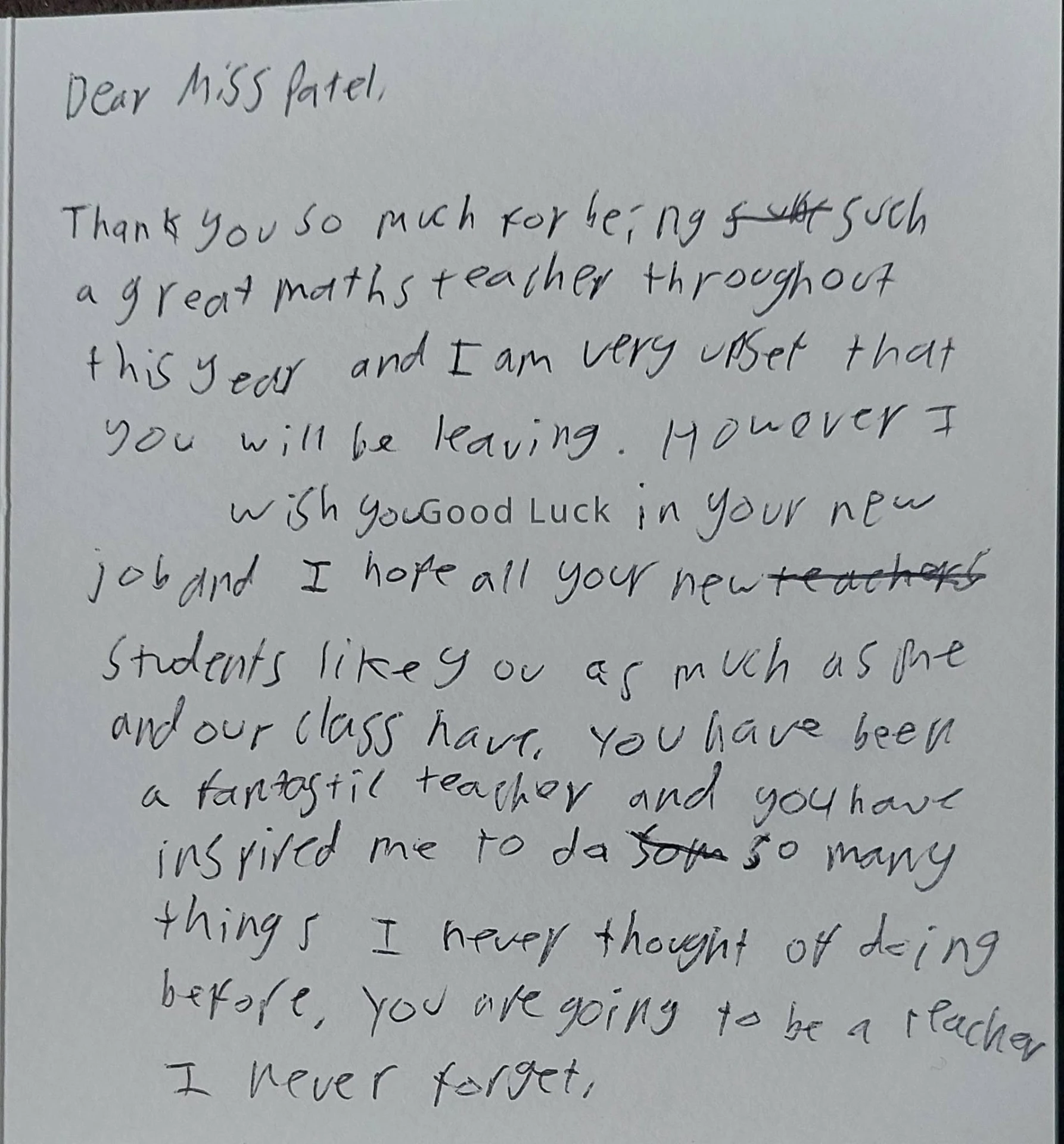 Handwritten thank you card from a maths student to Tina Patel, Cheltenham maths tutor (14 of 19)