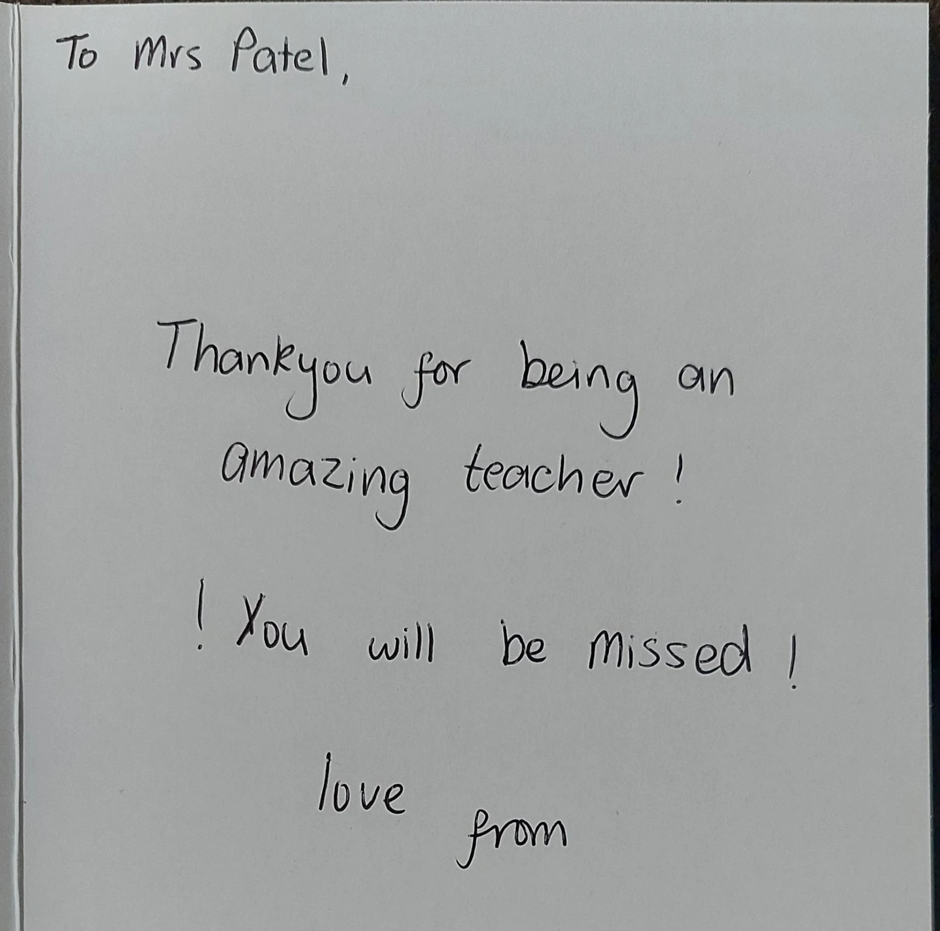 Handwritten thank you card from a maths student to Tina Patel, Cheltenham maths tutor (15 of 19)