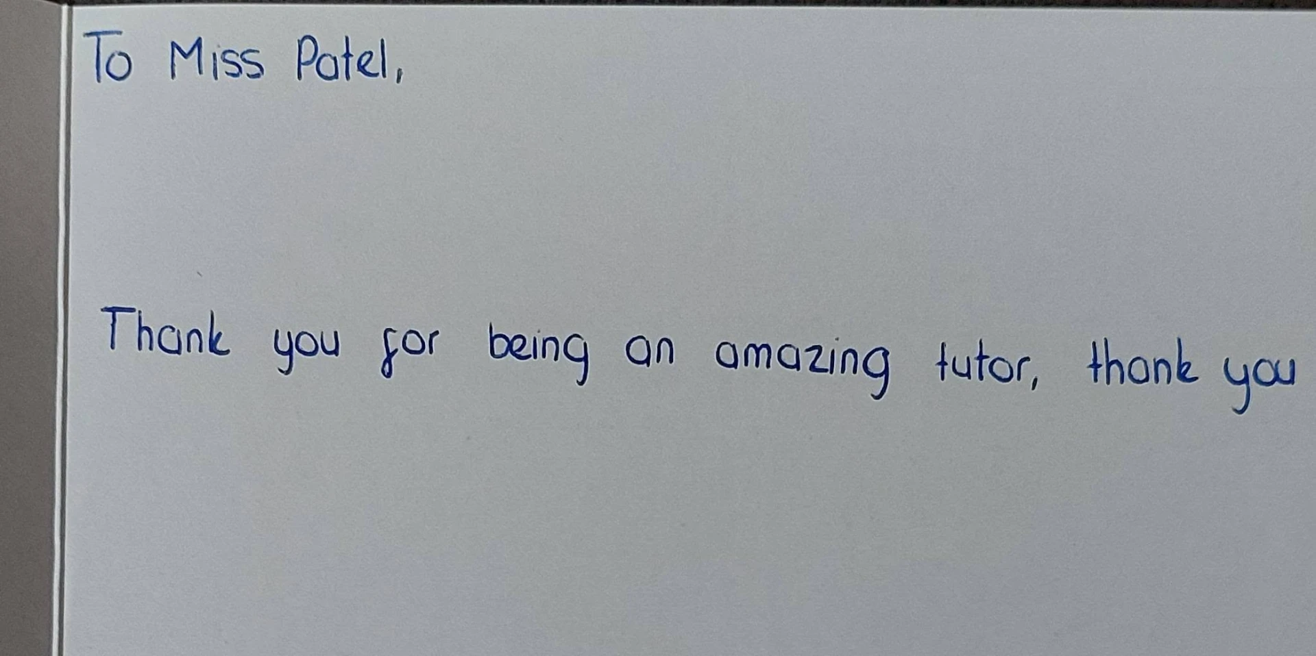 Handwritten thank you card from a maths student to Tina Patel, Cheltenham maths tutor (6 of 19)
