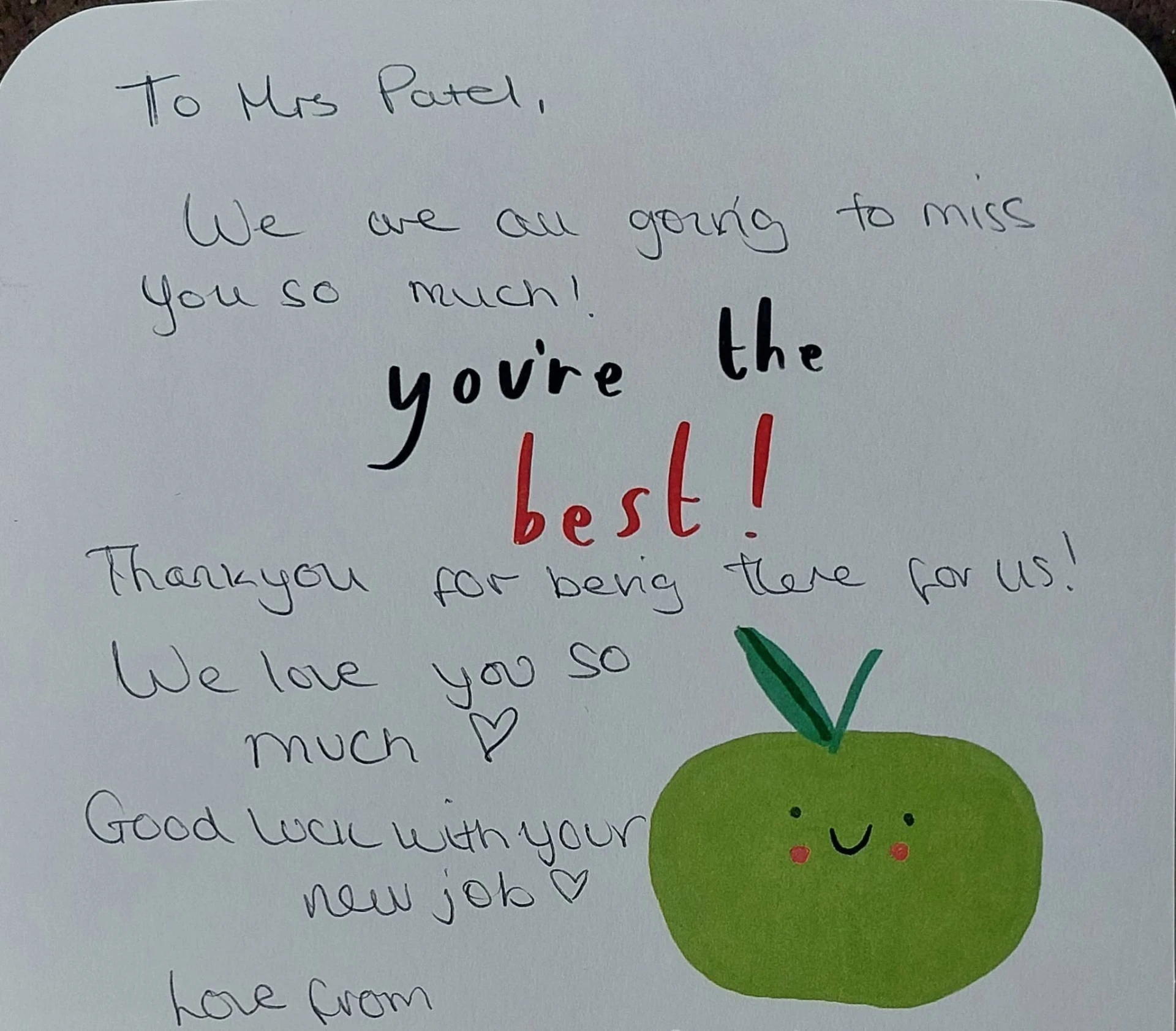 Handwritten thank you card from a maths student to Tina Patel, Cheltenham maths tutor (7 of 19)